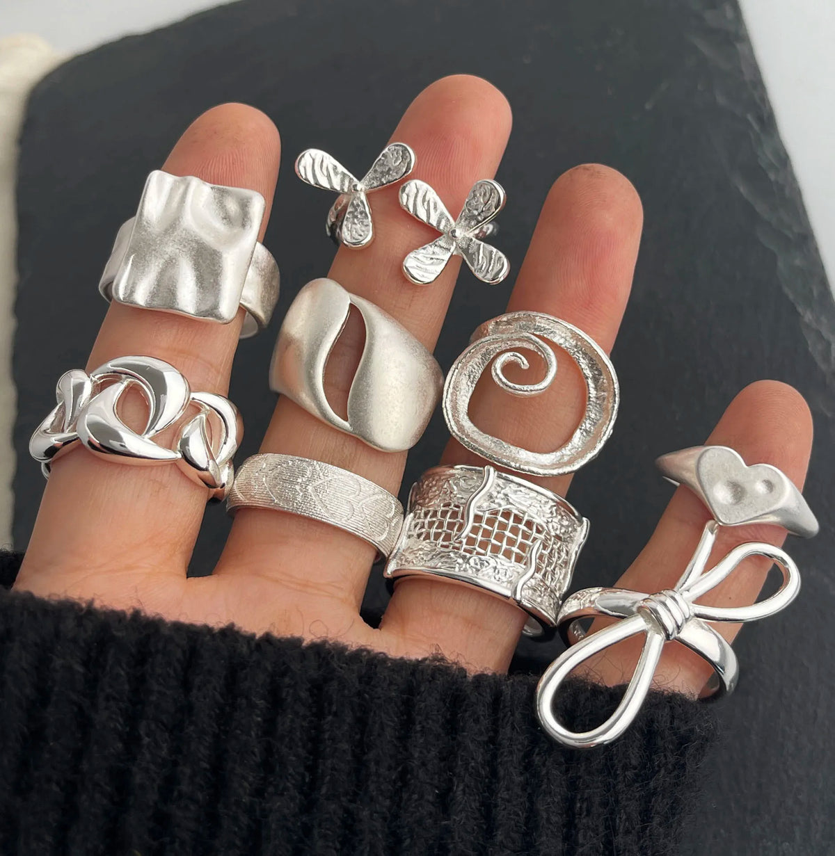 Sterling Silver Rings Couple Minimalist — Swuffy