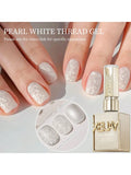 Pearl White Thread Gel Nail — Swuffy