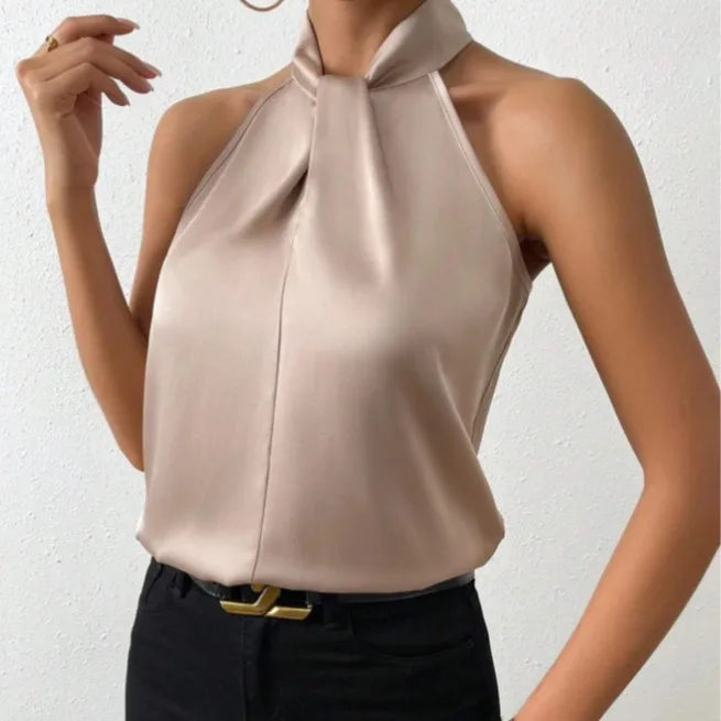 Summer Vest Halter Neck Satin — Swuffy