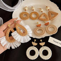 Oversize Round Rattan Knit Earrings — Swuffy
