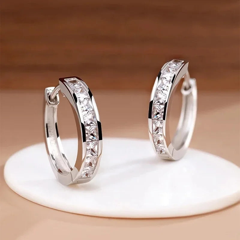 Sterling Silver Shining Zircon Earrings — Swuffy