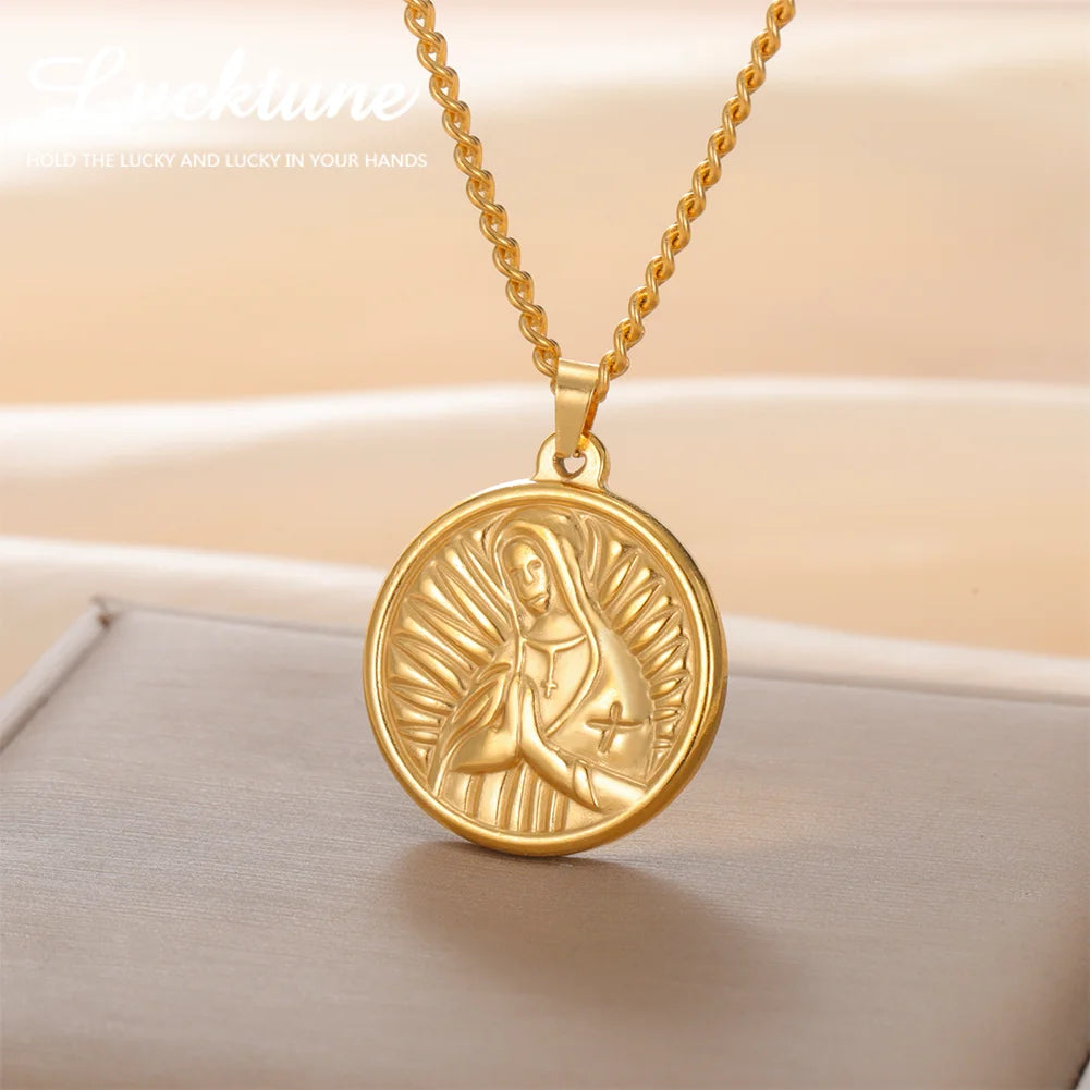 Lucktune Virgin Mary Round Pendant — Swuffy
