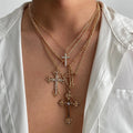 Shiny Zircon Cross Pendant Necklace — Swuffy