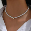 Love Heart Faux Pearl Choker — Swuffy