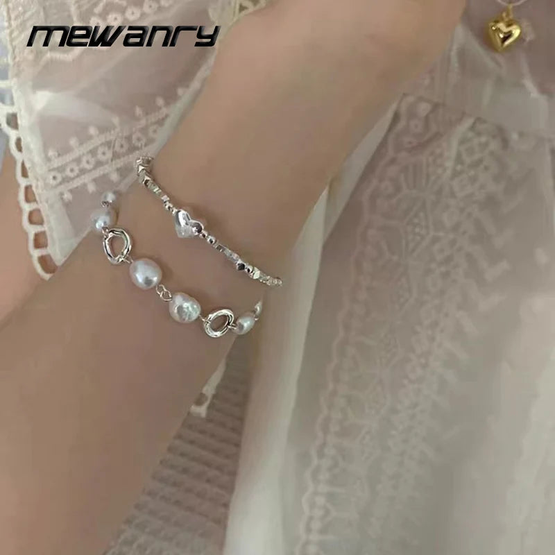 Mewanry Silver Pearl Bracelets Girls — Swuffy