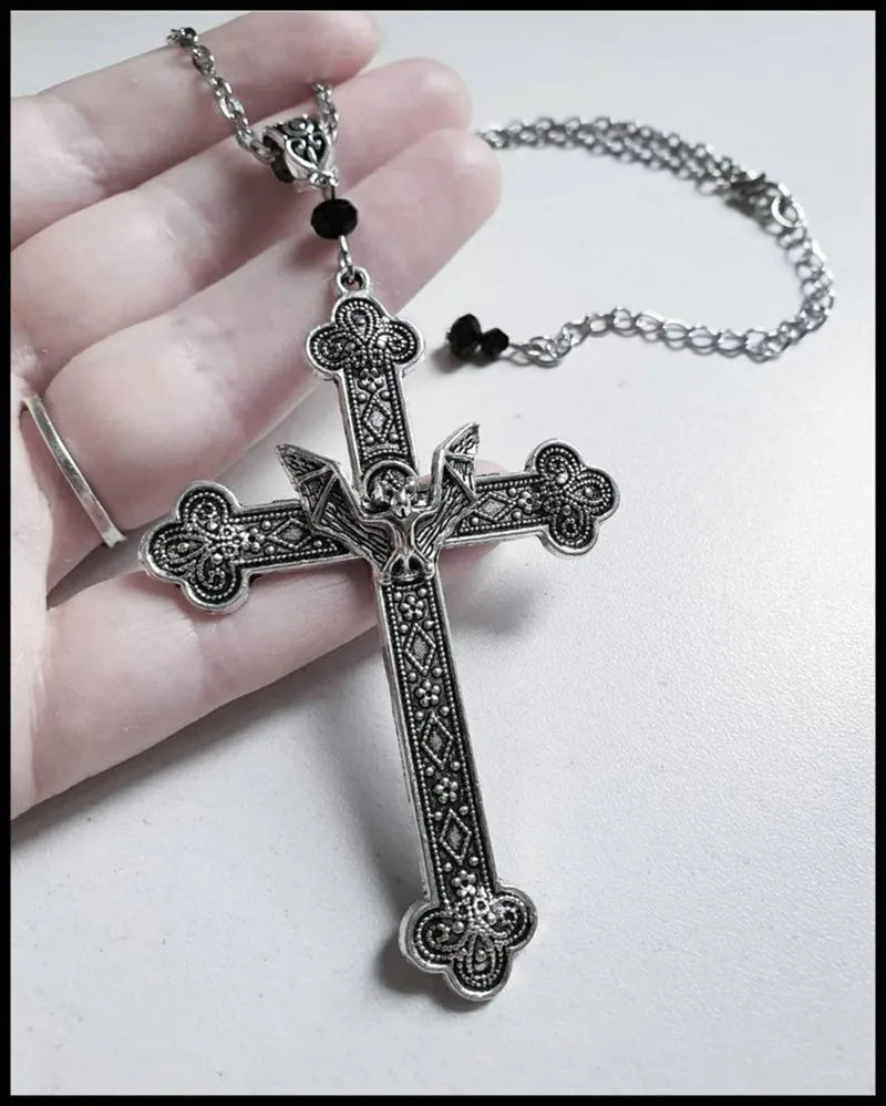 Gothic Skull Bat Cross Pendant — Swuffy