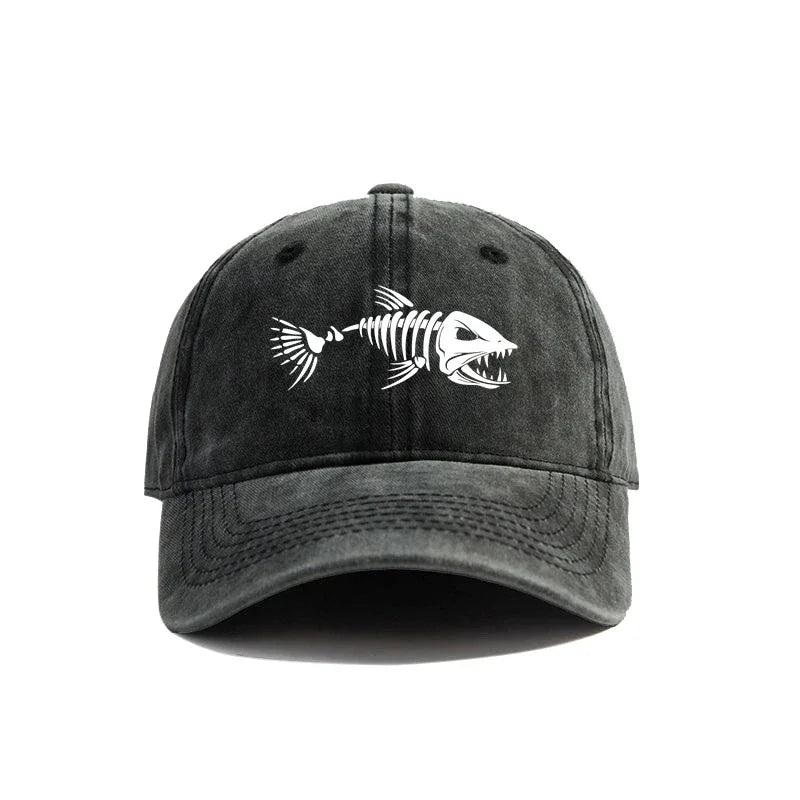 White Fishbone Printed Baseball Cap — Swuffy