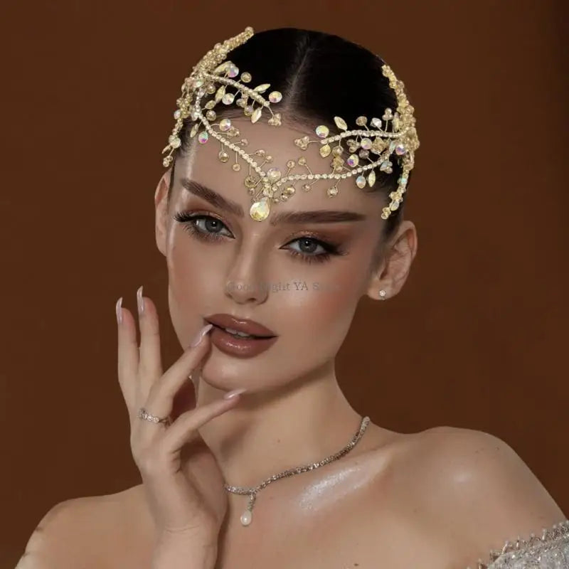 Rhinestones Hair Chain Crystal Forehead — Swuffy