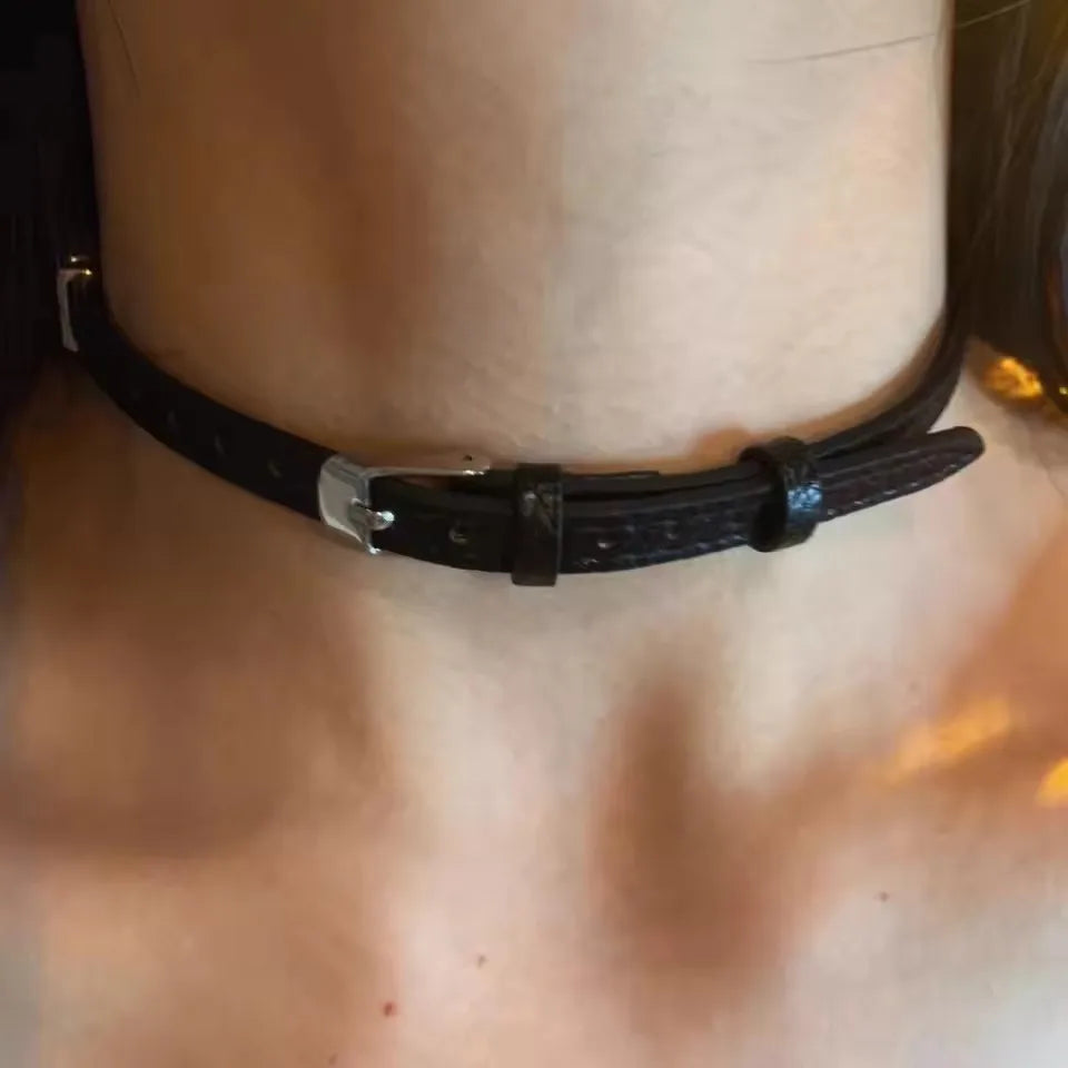 Texture Belt Buckle Neckchain Punk — Swuffy