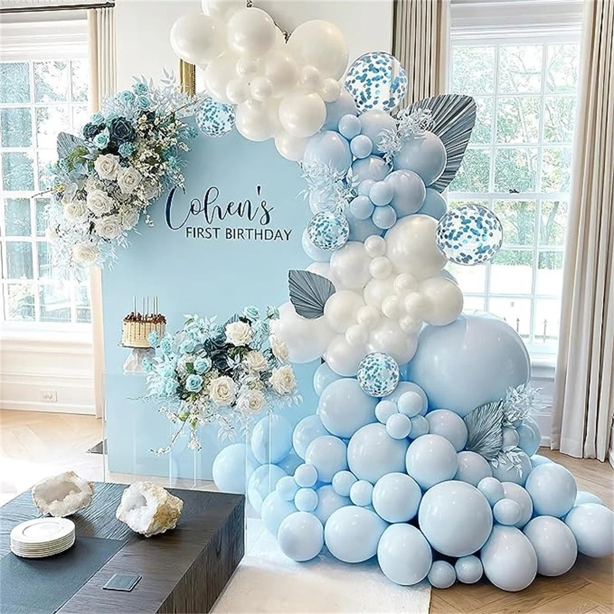 Pearl White Blue Latex Balloon — Swuffy