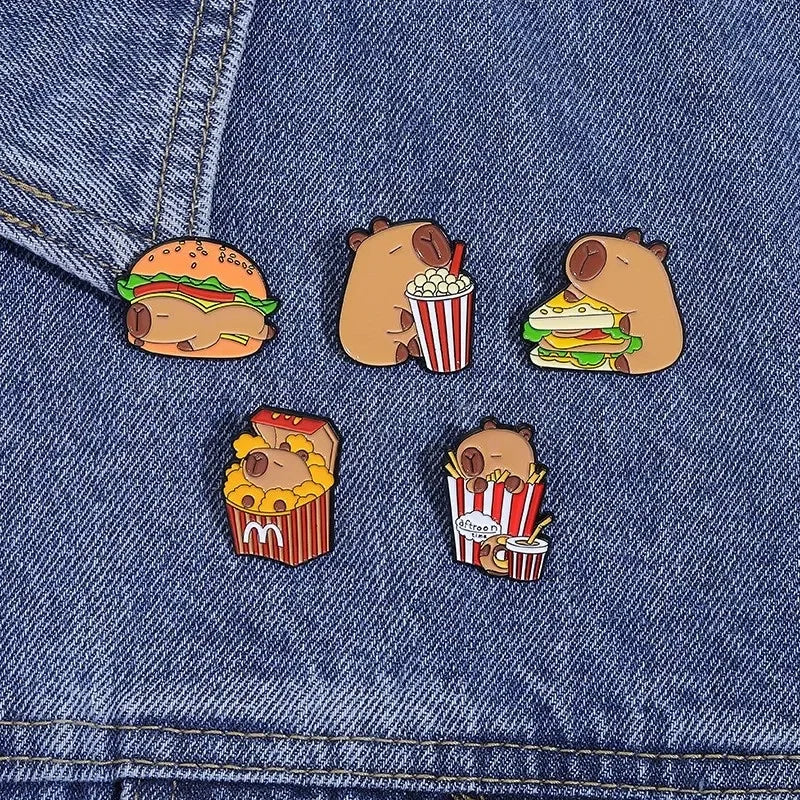 Capybara Sandwich Enamel Metal Pins — Swuffy