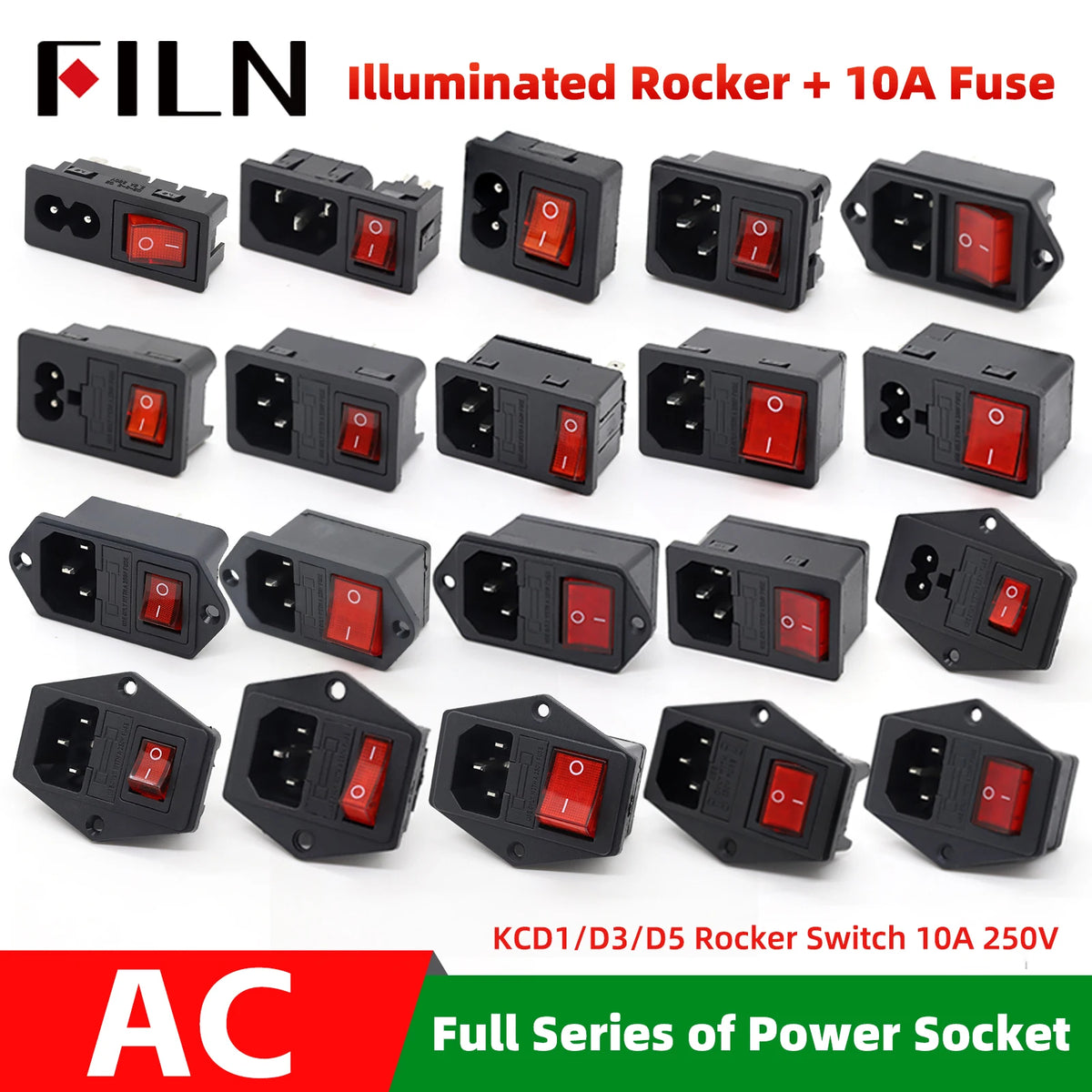 Electrical Rocker Switchac Socket Red — Swuffy