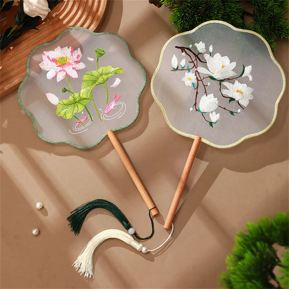 Embroidered Silk Round Hand Fan — Swuffy