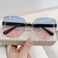 Brown Sunglasses Rimless Square Glasses — Swuffy