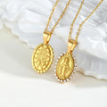 Zirconia Oval Virgin Mary Necklace — Swuffy