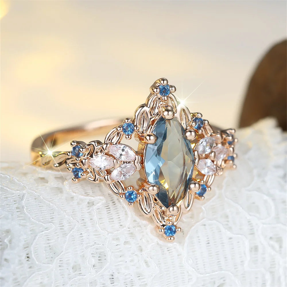 Marquise Stone Blue Crystal Flower — Swuffy