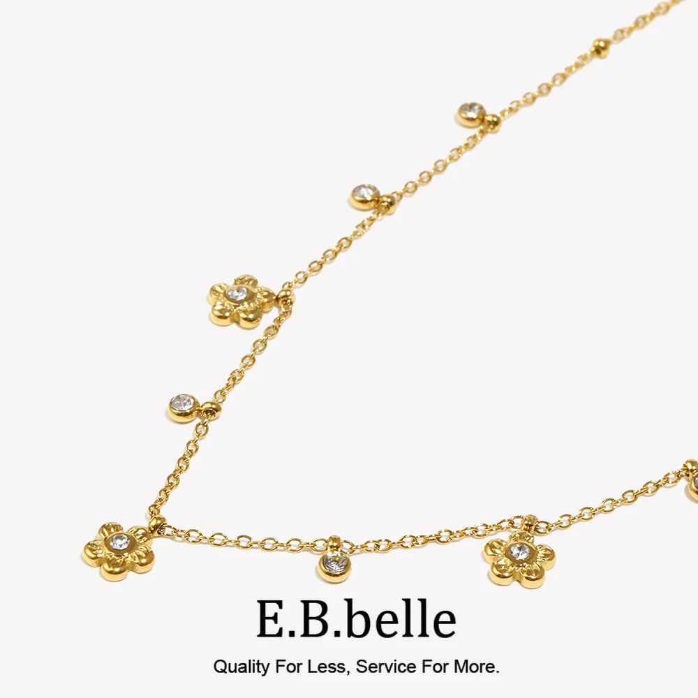 Belle Zircon Flower Pendant Necklace — Swuffy
