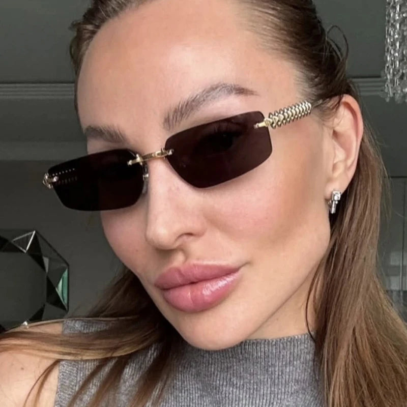 Brand Rimless Square Sunglasses Sexy — Swuffy