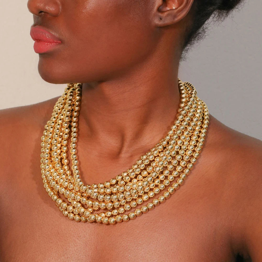 Exaggerated Statement Beads Necklace Girl — Swuffy