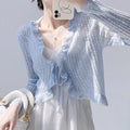Ruffled Trim Tie Front Long — Swuffy