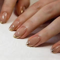 Golden French Fake Nail Almond — Swuffy