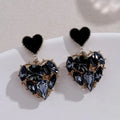 Black Rhinestone Love Earrings Luxurious — Swuffy