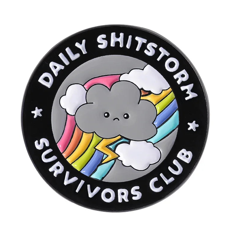 Nuvora Daily Shitstorm Survivors Club Enamel Pins Lightning — Nuvora