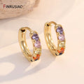 Rainbow Zircon Hoop Earrings Gold — Swuffy