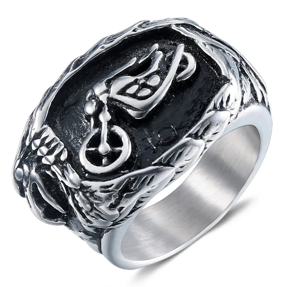 Stainless Steel Motorcycle Pattern Ring — Swuffy