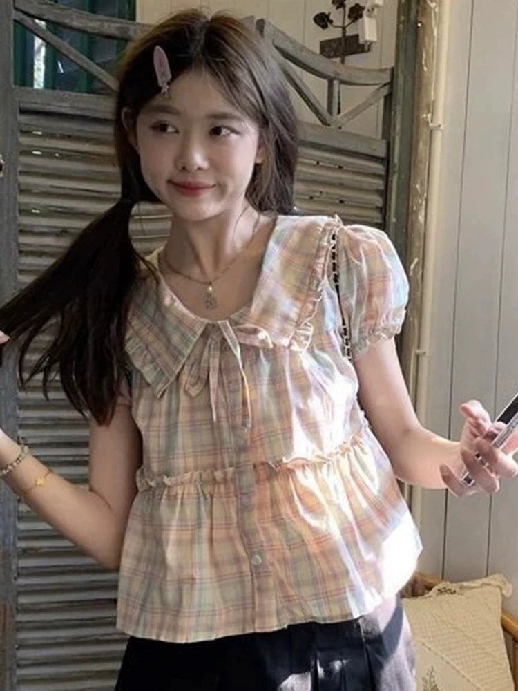 Preppy Sweet Plaid Shirt Summer — Swuffy