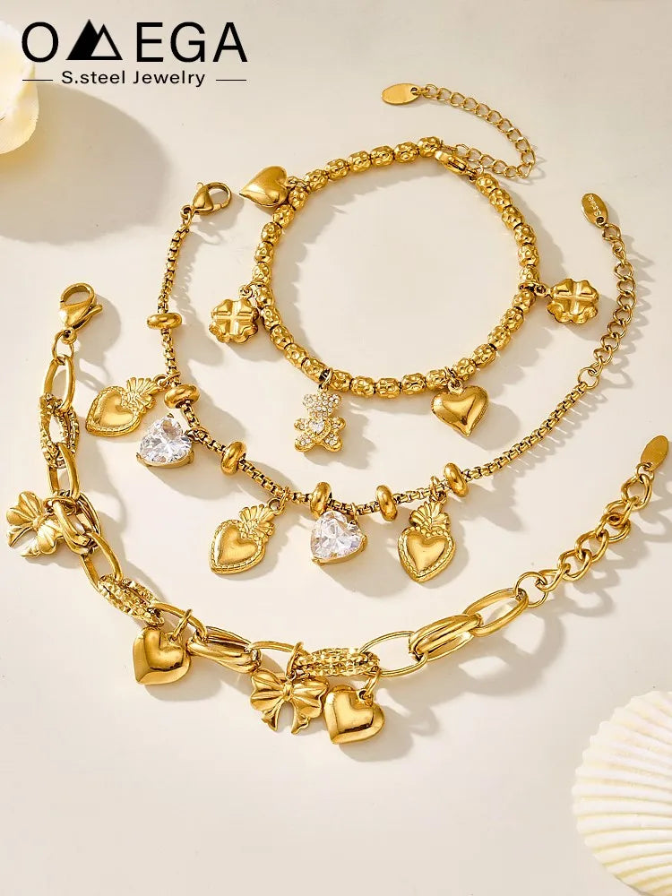 Stainless Steel Chain Bracelet Heart — Swuffy