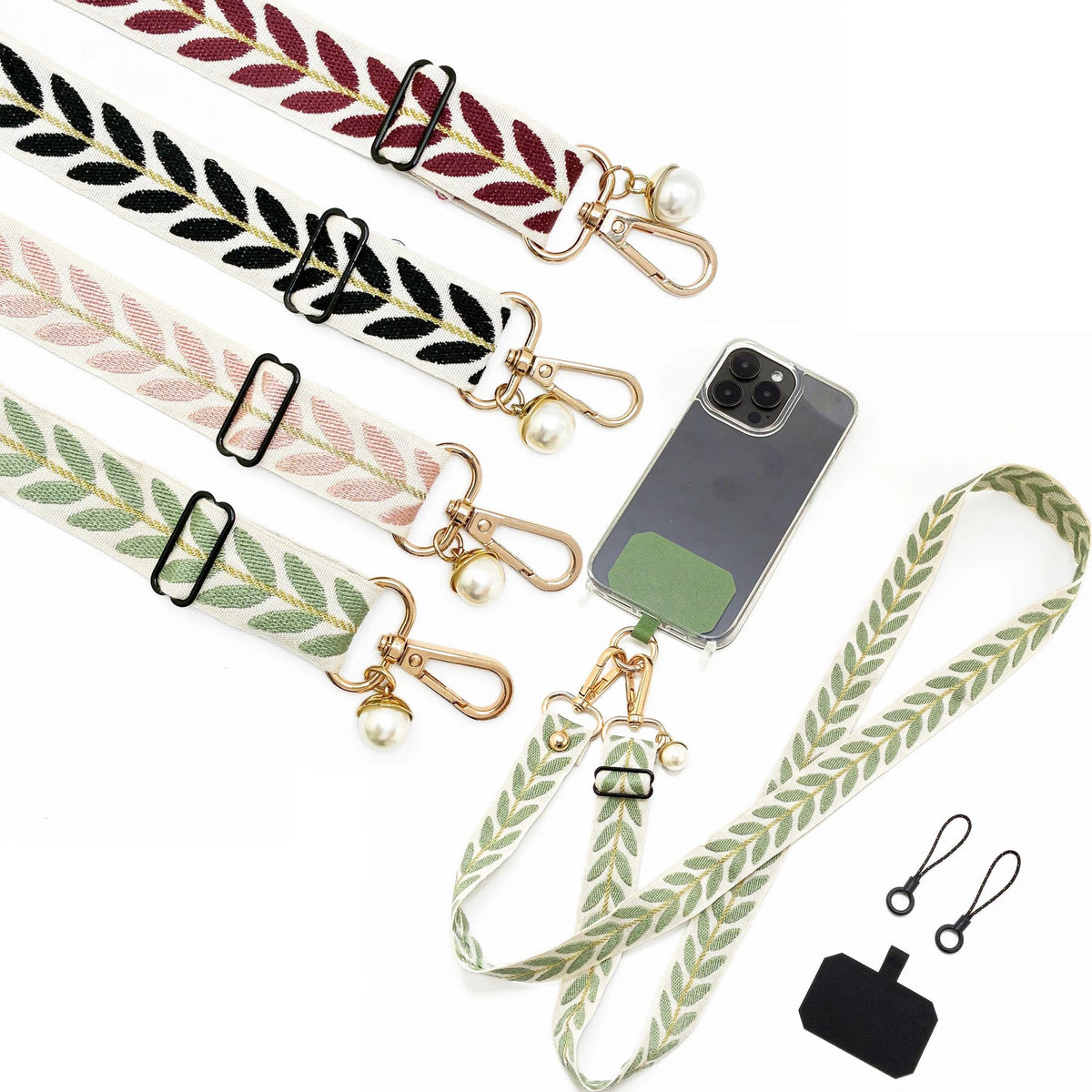 Adjustable Leaf Pearl Phone Lanyard — Swuffy