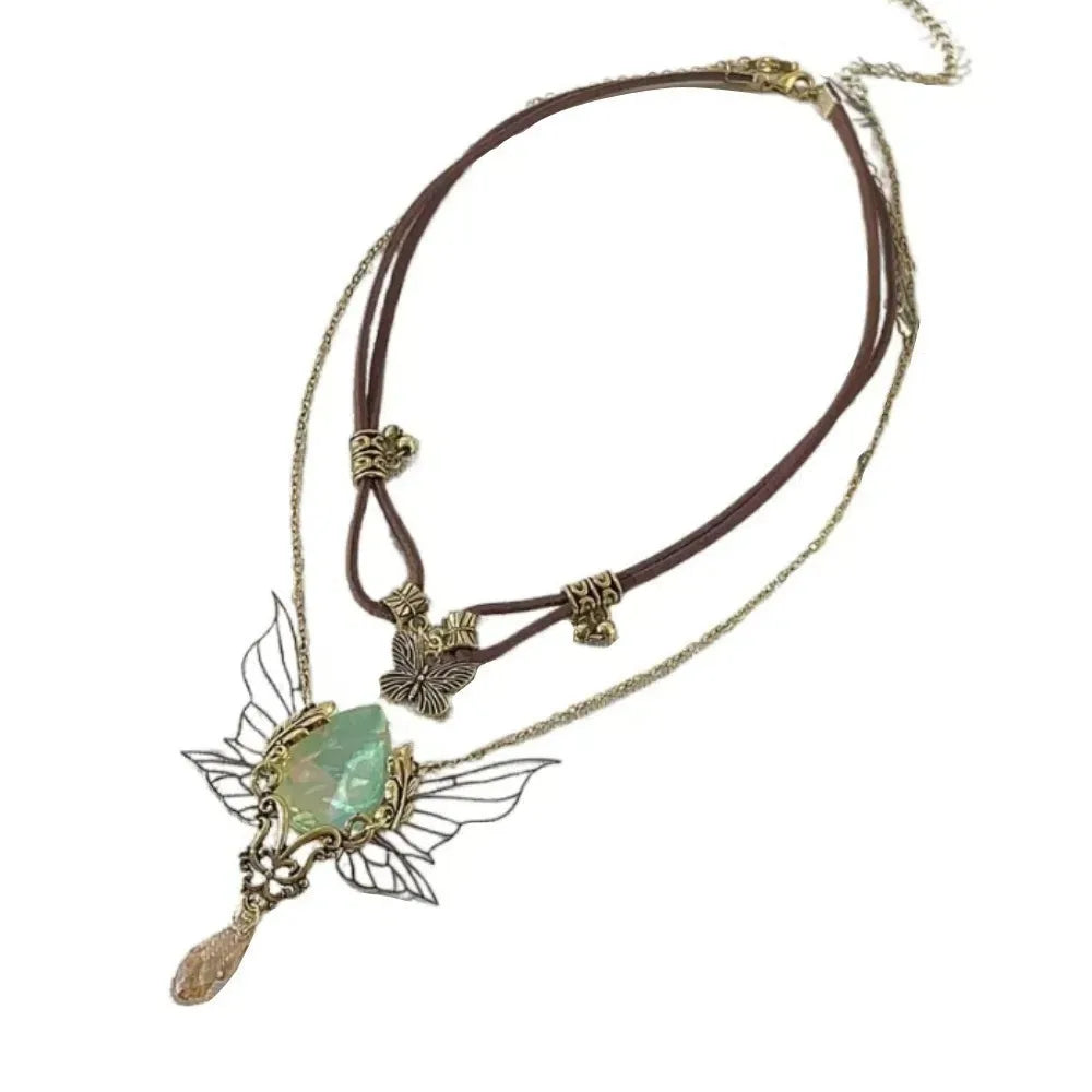 Vintage Rhinestone Wings Necklace Crystal — Swuffy