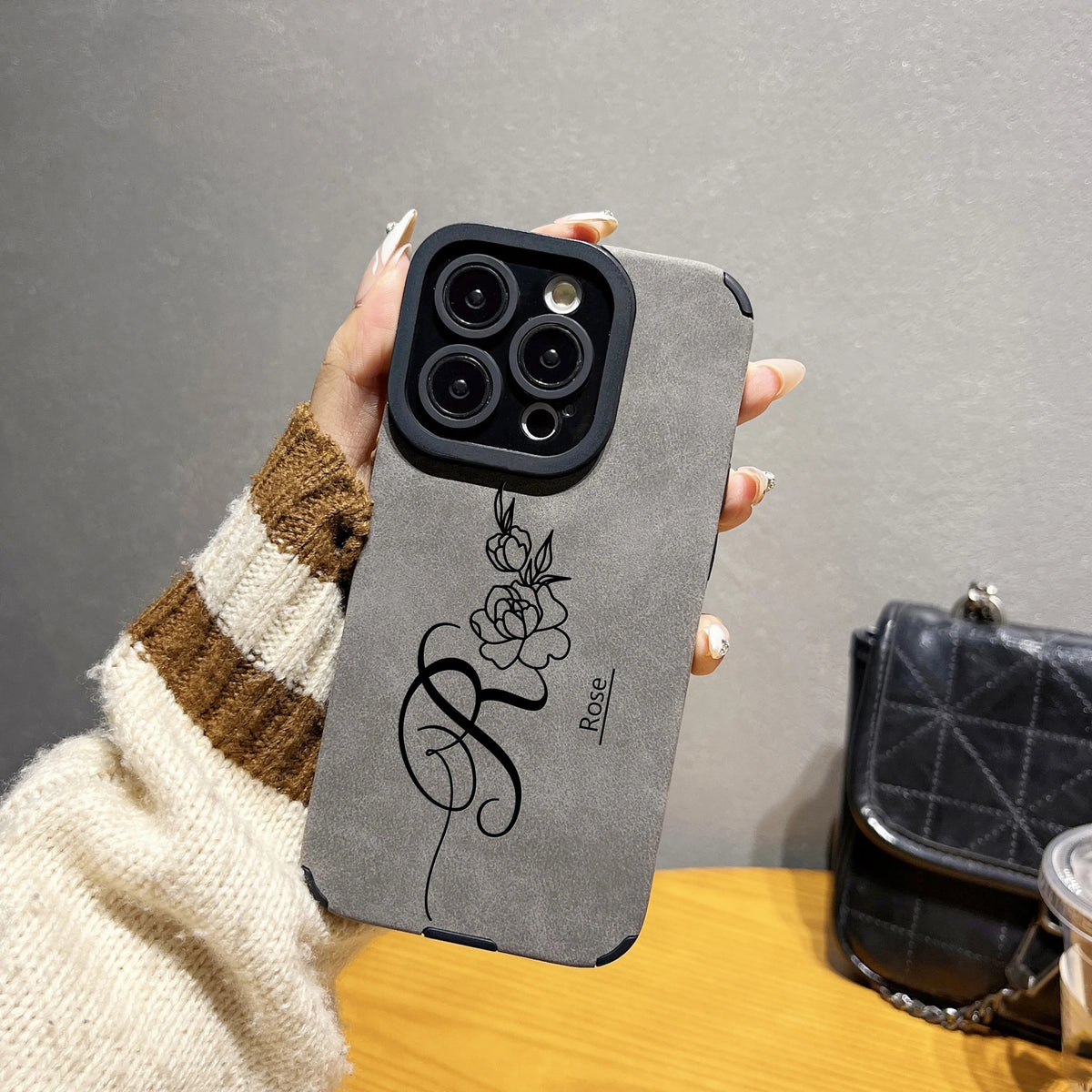 Rose Pattern Customized Name Phone — Swuffy