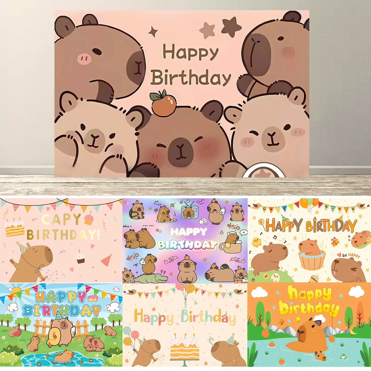 Capybara Theme Background Birthday Decoration — Swuffy