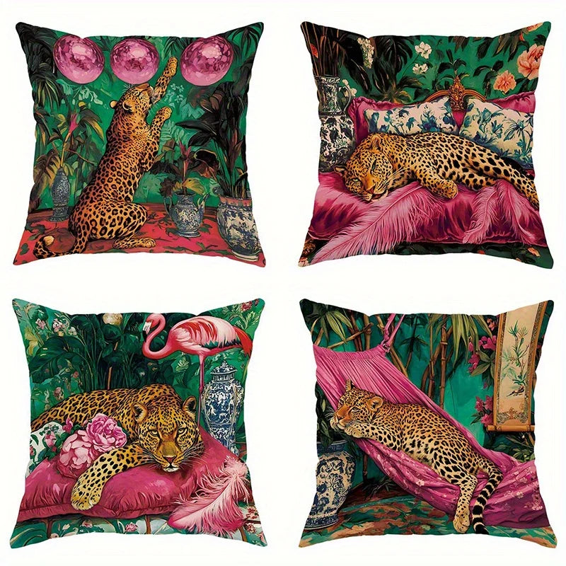 Tropical Leopard Throw Pillow Cover — Swuffy