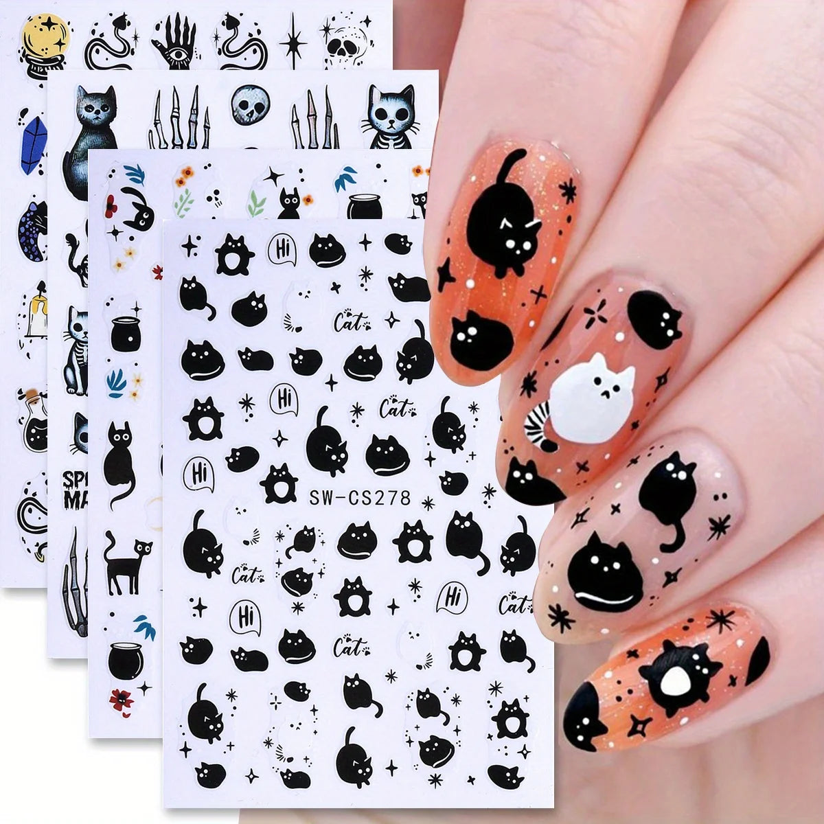 Kawaii Black Cat Nail Art — Swuffy