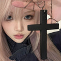 Punk Gothic Wood Cross Necklace — Swuffy