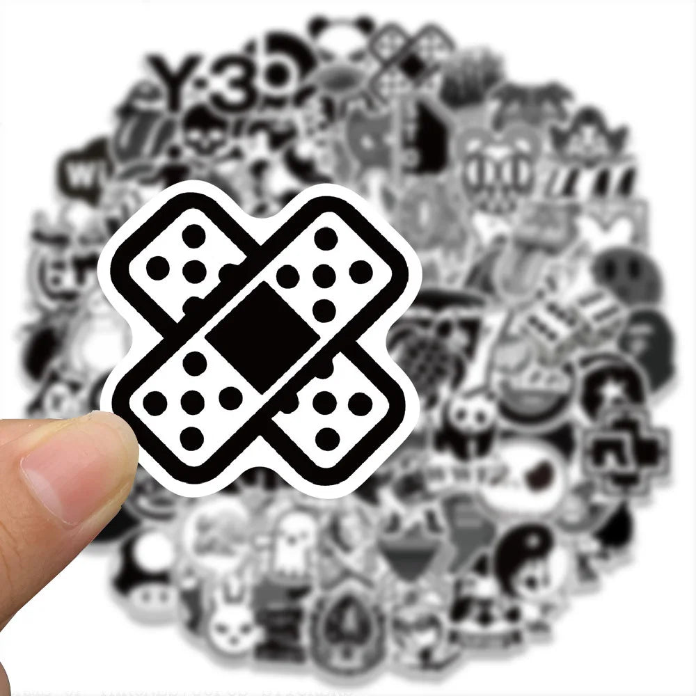 Black White Stickers Notebook Suitcase — Swuffy
