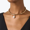 Imitation Pendant Pearl Torque Choker — Swuffy