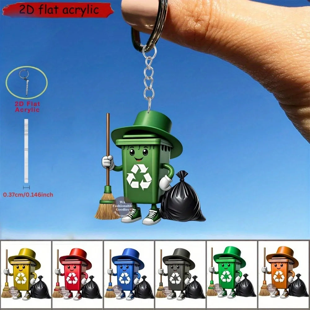 Cartoon Trash Can Pendant Keychain — Swuffy