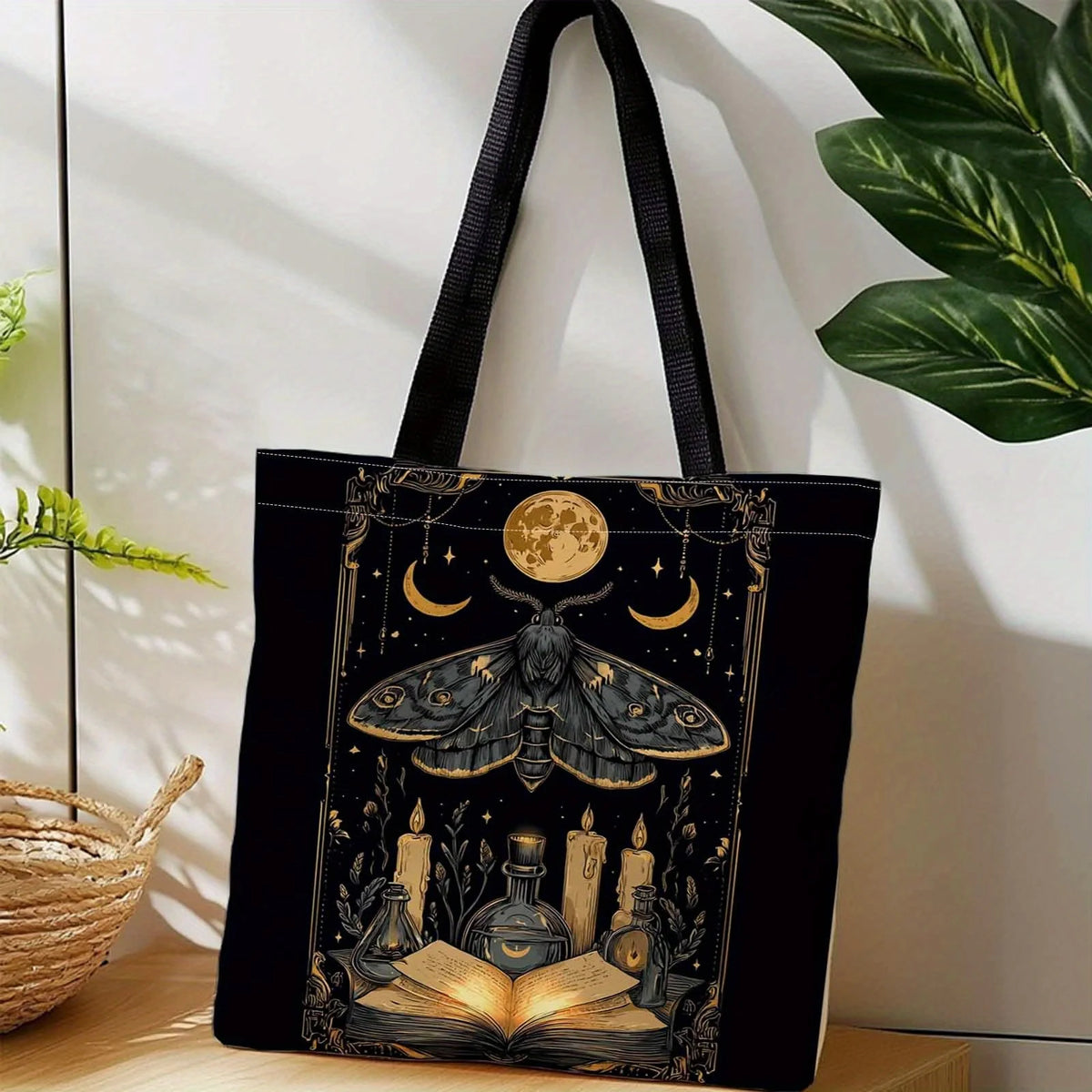 Gothic Moth Moon Tote Bag — Swuffy