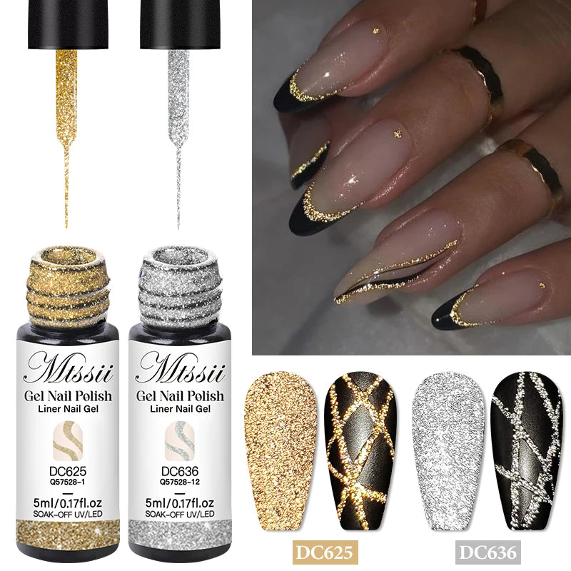 Reflective Glitter Liner Gel Nail — Swuffy
