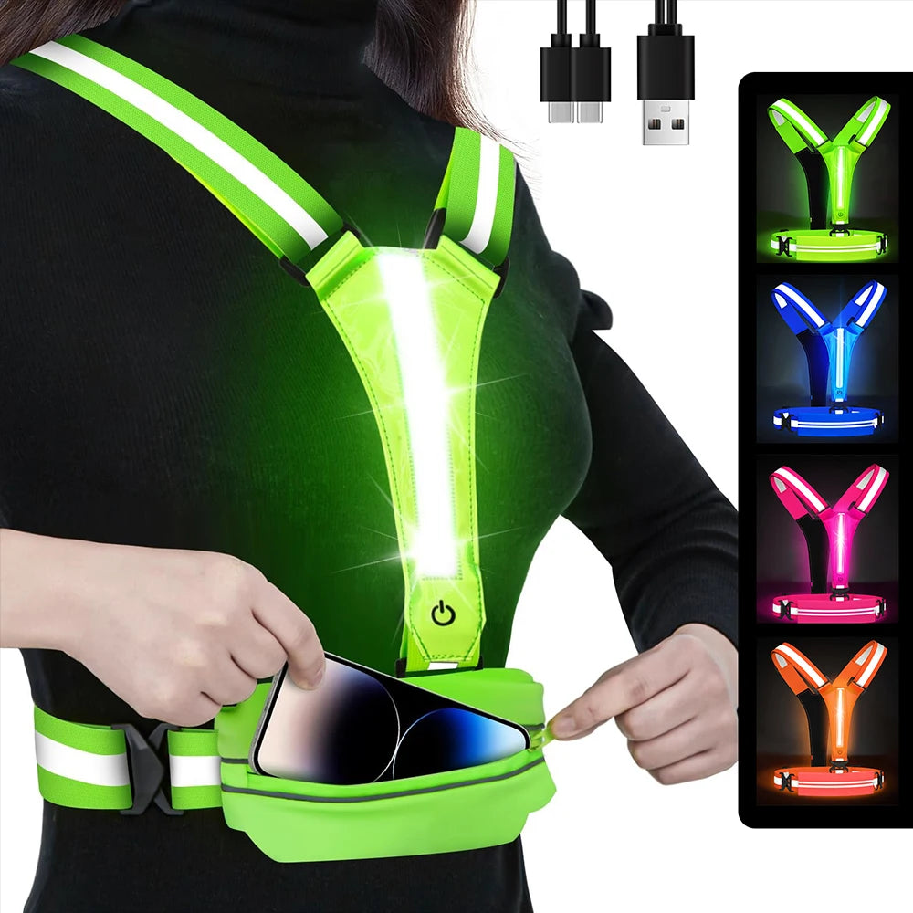 LED Reflective Running Vest USB — Swuffy