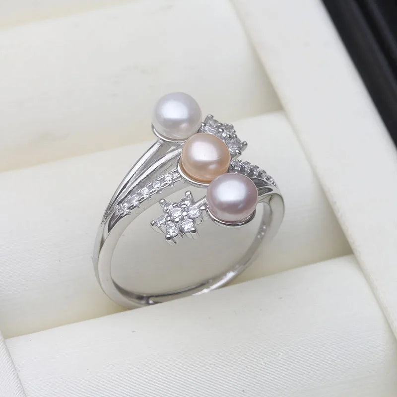 Sterling Silver Pearl Ring Woman — Swuffy