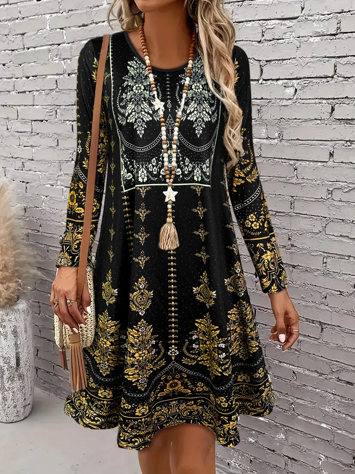 Long Sleeve Black Dress Elegant — Swuffy