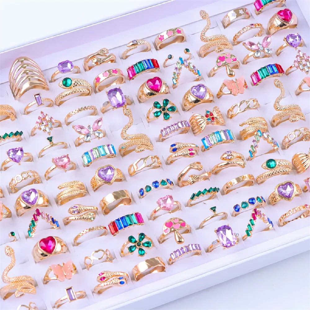 Rheinstone Rings Mix Snake Heart — Swuffy