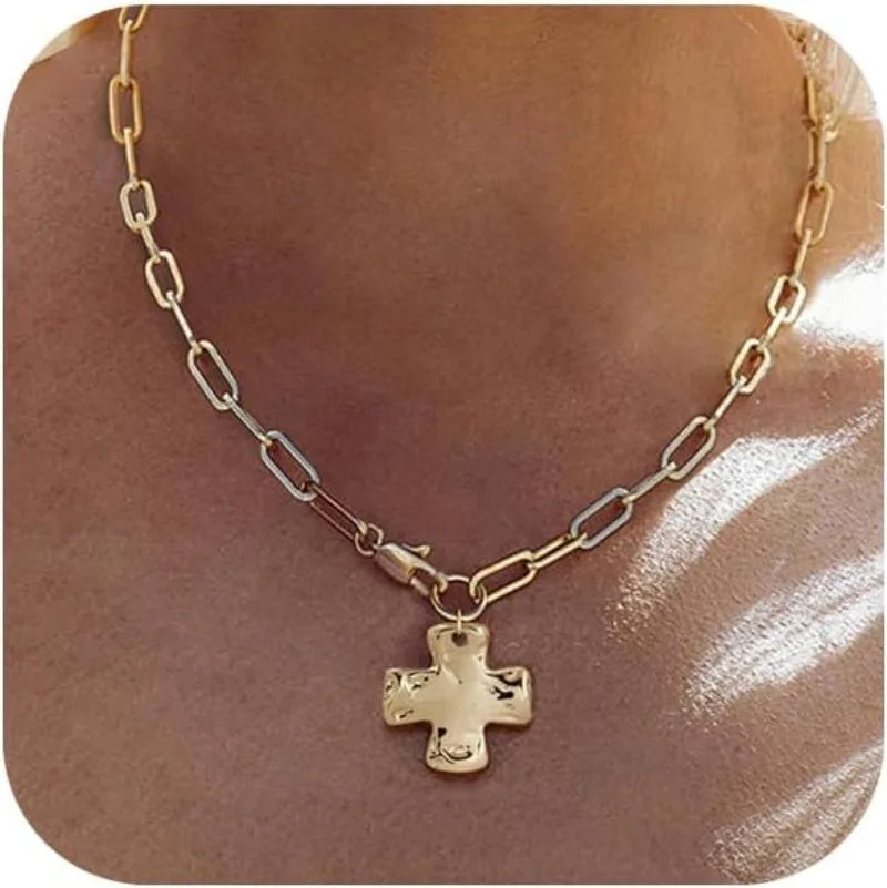 Nuvora Cross Necklace Women Waterproof 14K Gold Plated — Nuvora