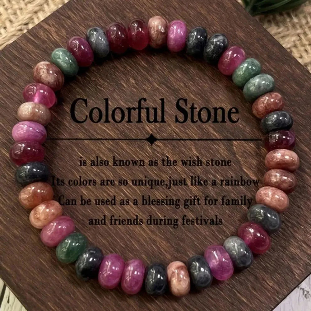 Multicolor Tourmaline Bracelet Natural Rainbow — Swuffy