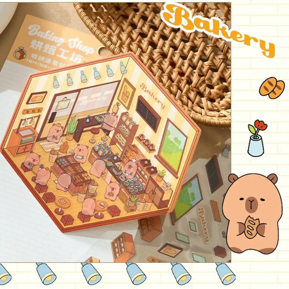 Cartoon Capybara Miniature Scene Stickers — Swuffy